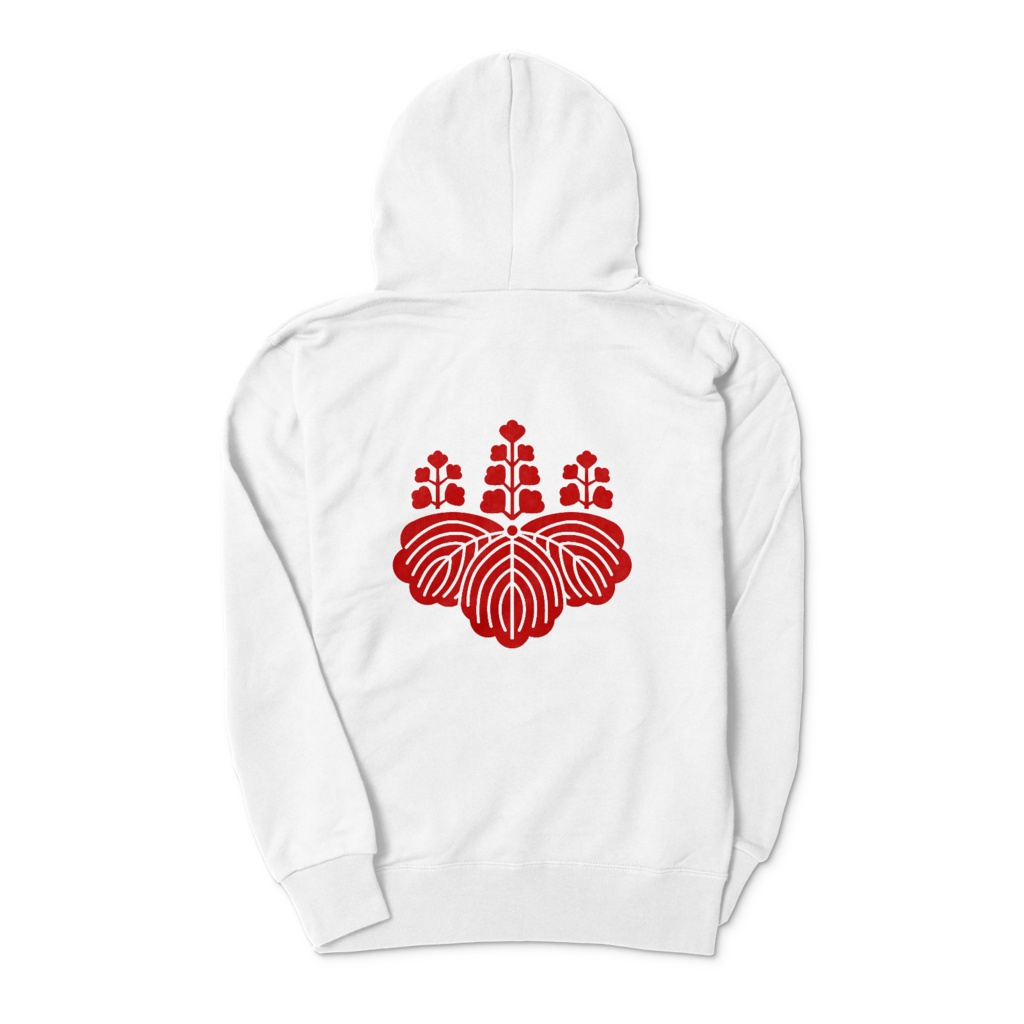 豊臣秀吉 豊臣秀頼 家紋 五七の桐 パーカー 白に赤