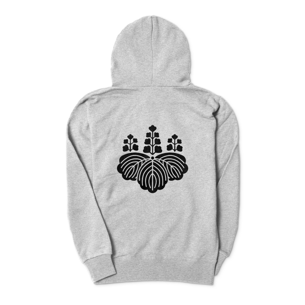 豊臣秀吉 豊臣秀頼 家紋 五七の桐 パーカー グレーに黒