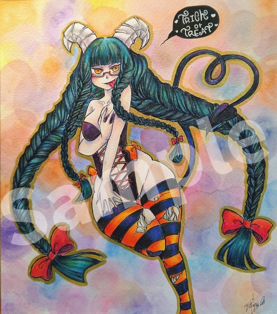 アナログイラスト原画「109 悪魔の誘い💕」