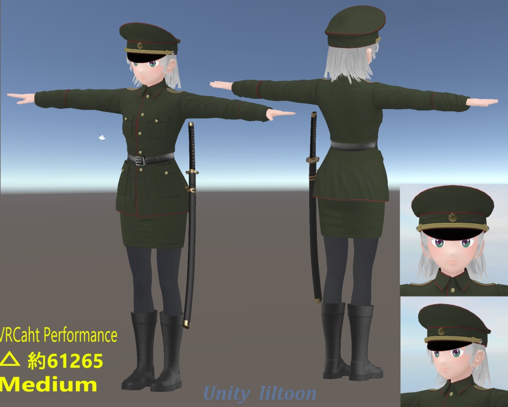 C00アバター3Dモデル 軍服