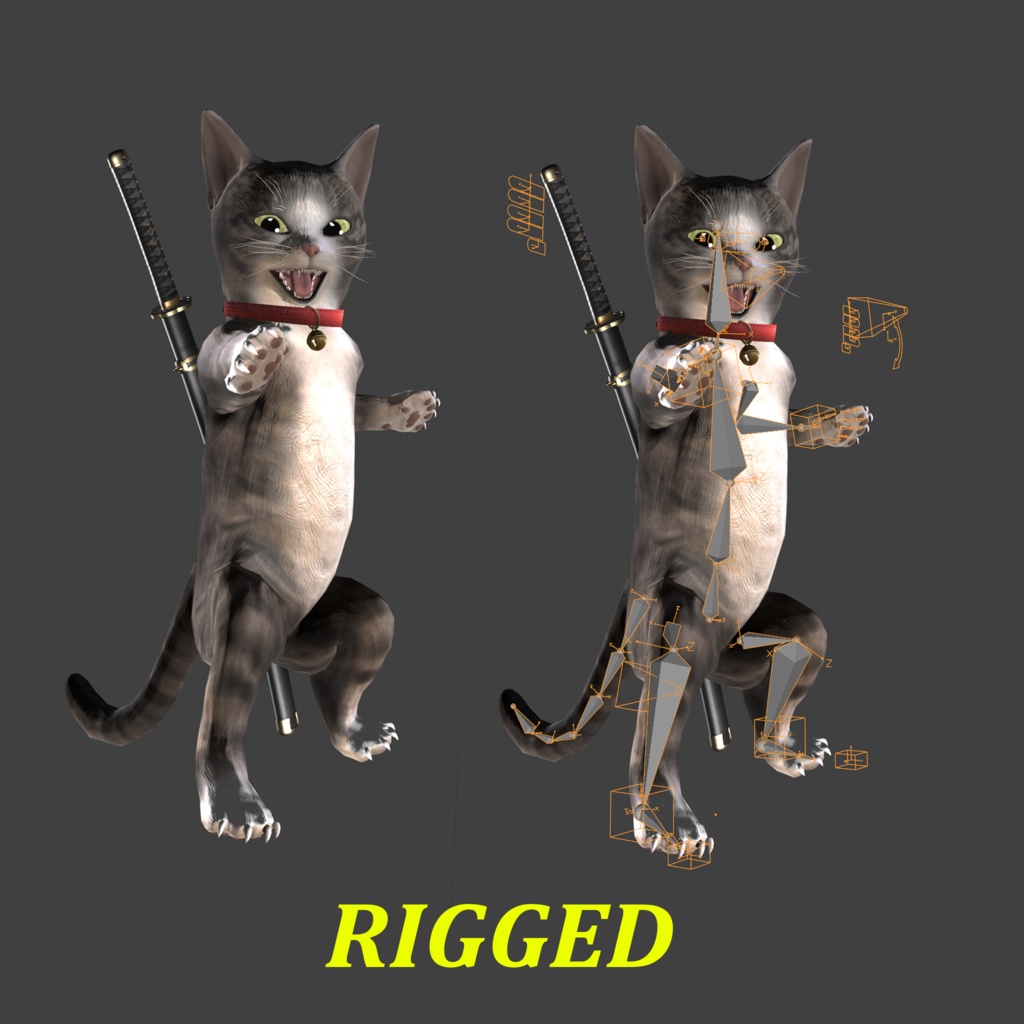 ヒューマノイド型子猫3Dモデル