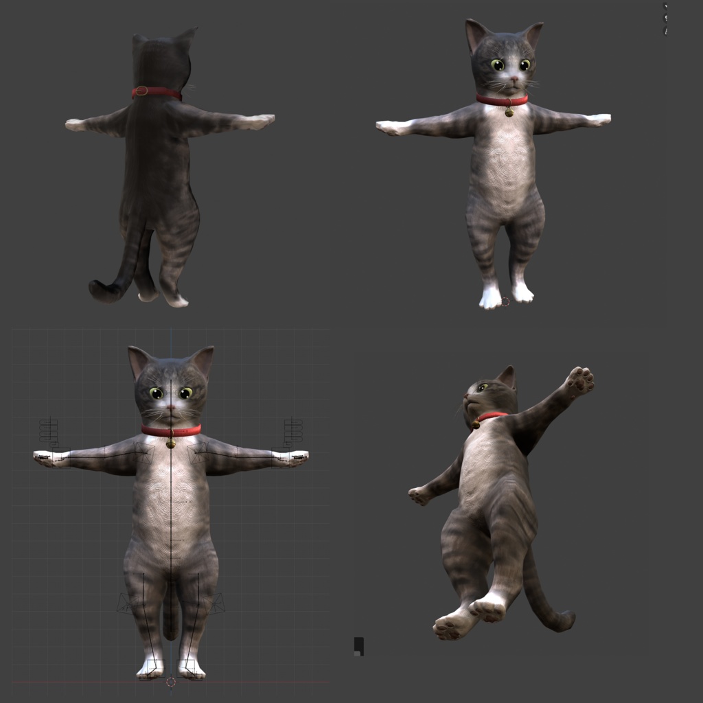 ヒューマノイド型子猫3Dモデル