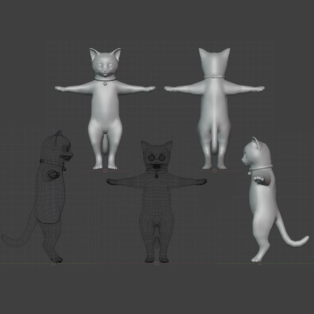 ヒューマノイド型子猫3Dモデル