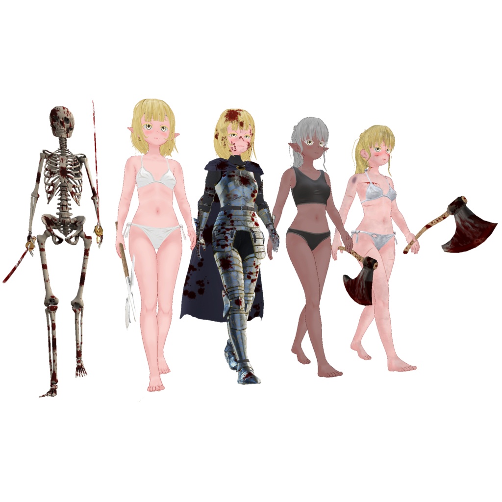 C02 キャラクターと服装セット 3Dモデル(甲冑)