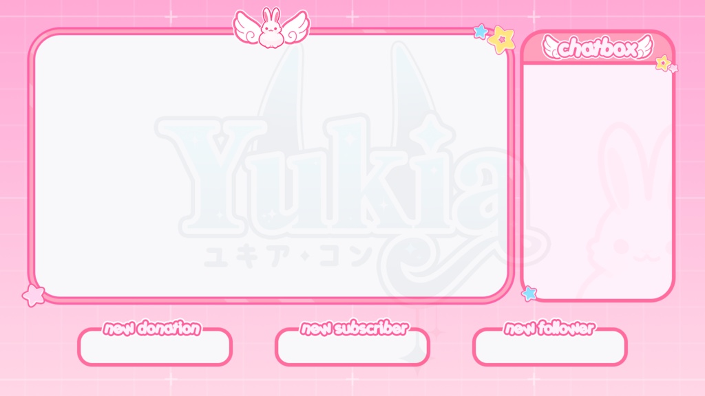 Stream Overlay Package for Twitch, Cute Bunny and Stars Overlay, Aesthetic Pink Color, Kawaii Twitch Overlay Package, Vtuber stream asset