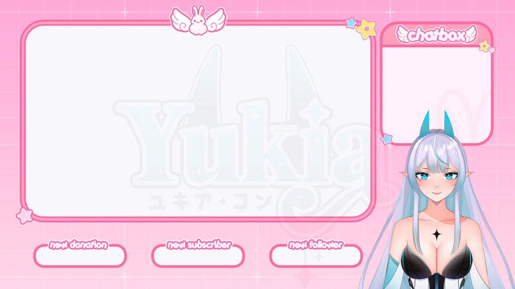 Stream Overlay Package for Twitch, Cute Bunny and Stars Overlay, Aesthetic Pink Color, Kawaii Twitch Overlay Package, Vtuber stream asset