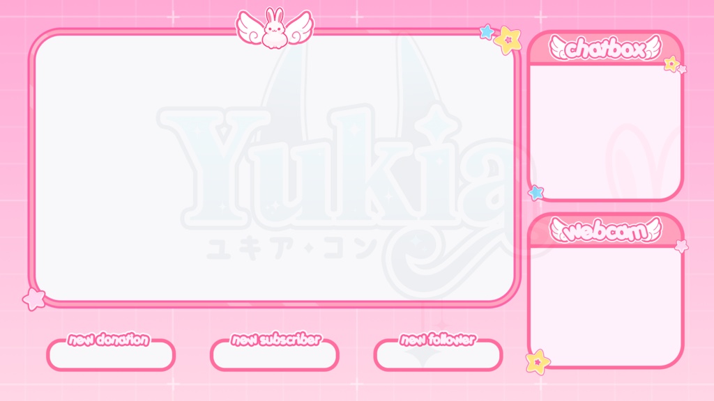 Stream Overlay Package for Twitch, Cute Bunny and Stars Overlay, Aesthetic Pink Color, Kawaii Twitch Overlay Package, Vtuber stream asset