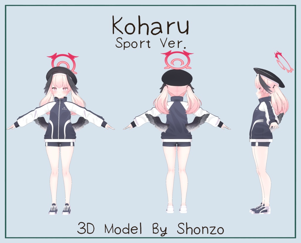 Koharu Blue Archive! Vrchat 3D Model 3in1 OG, Gym, Base.