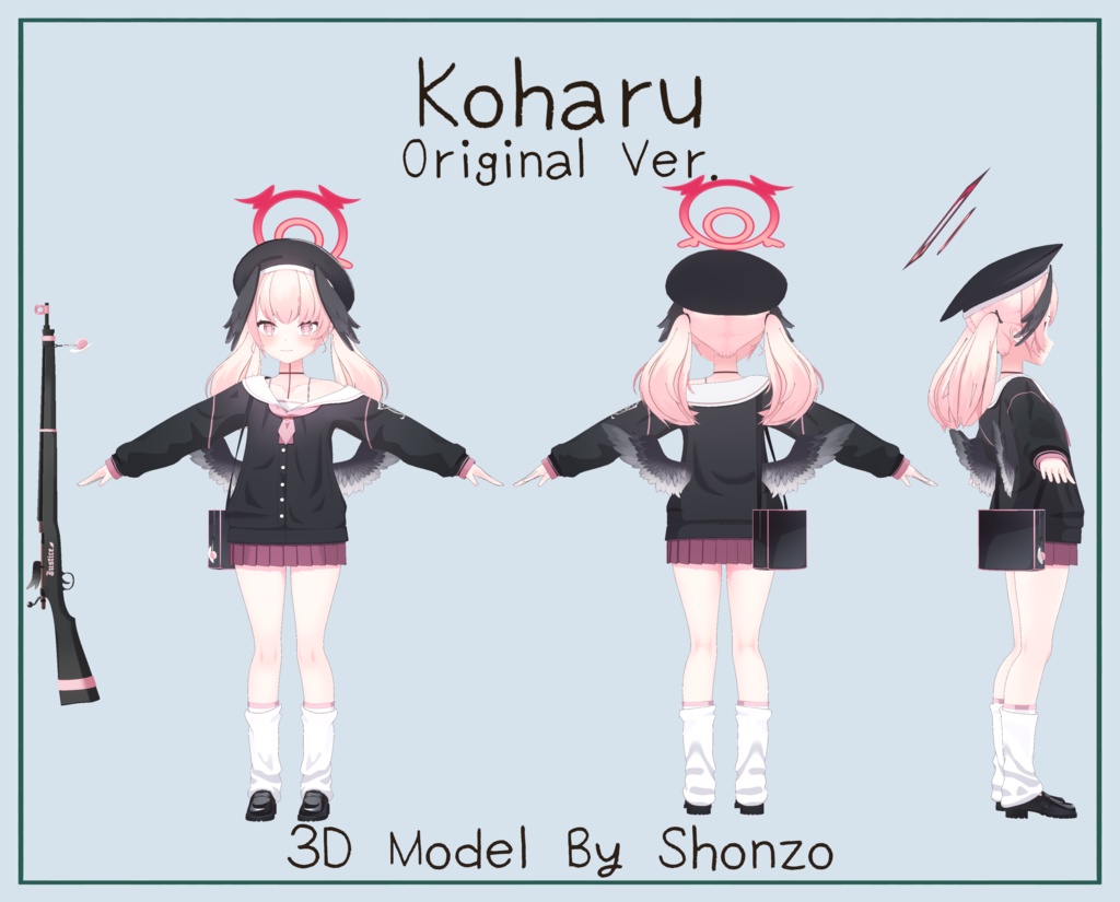 Koharu Blue Archive! Vrchat 3D Model 3in1 OG, Gym, Base.