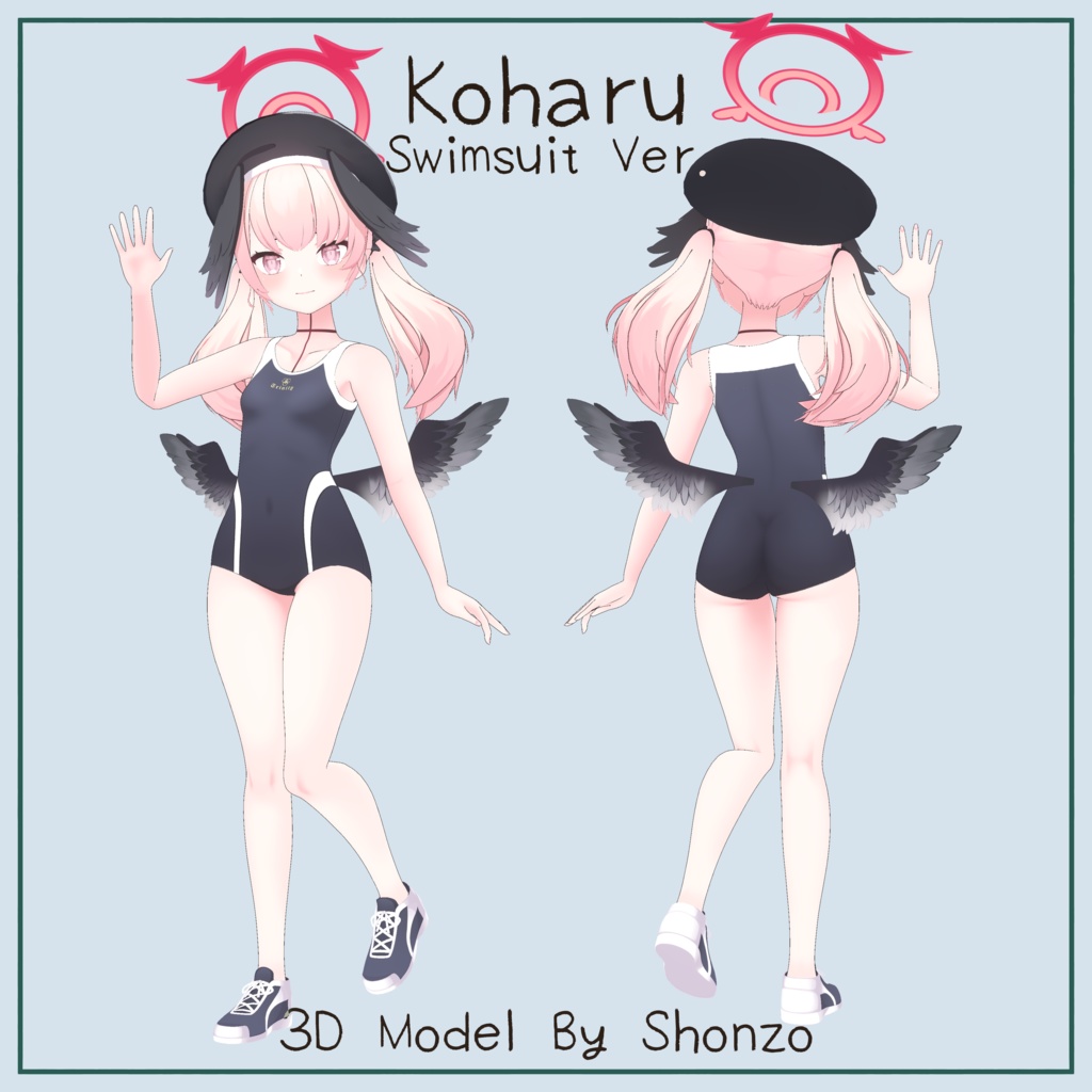 Koharu Blue Archive! Vrchat 3D Model 3in1 OG, Gym, Base.