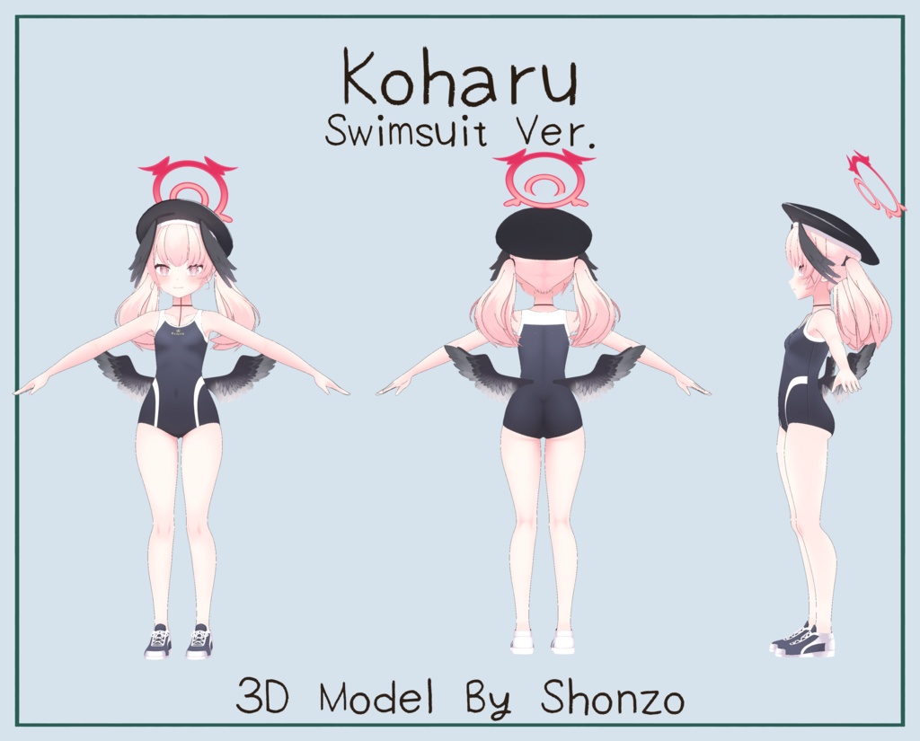 Koharu Blue Archive! Vrchat 3D Model 3in1 OG, Gym, Base.