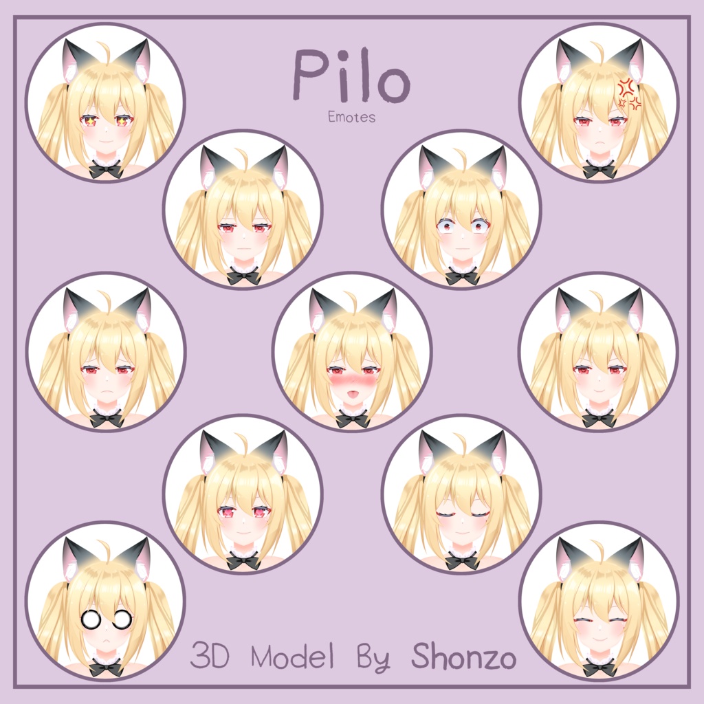 Pilo Original Character! Vrchat 3D Model 2in1 Model + Base!