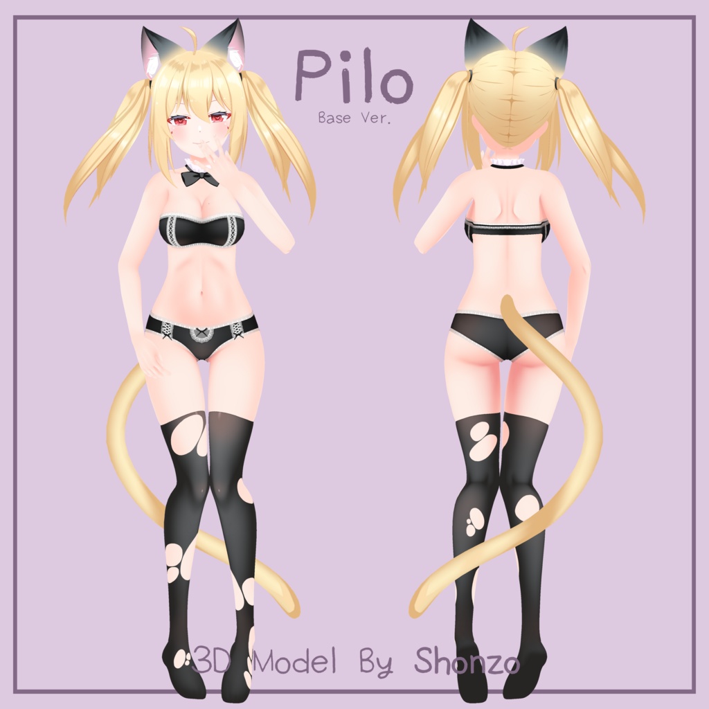 Pilo Original Character! Vrchat 3D Model 2in1 Model + Base!