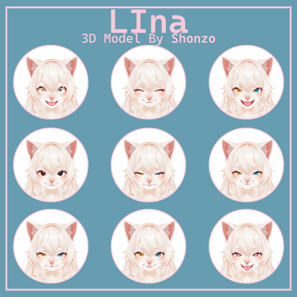 Lina Furry VRChat 3D Model! +ARKit Face Tracking