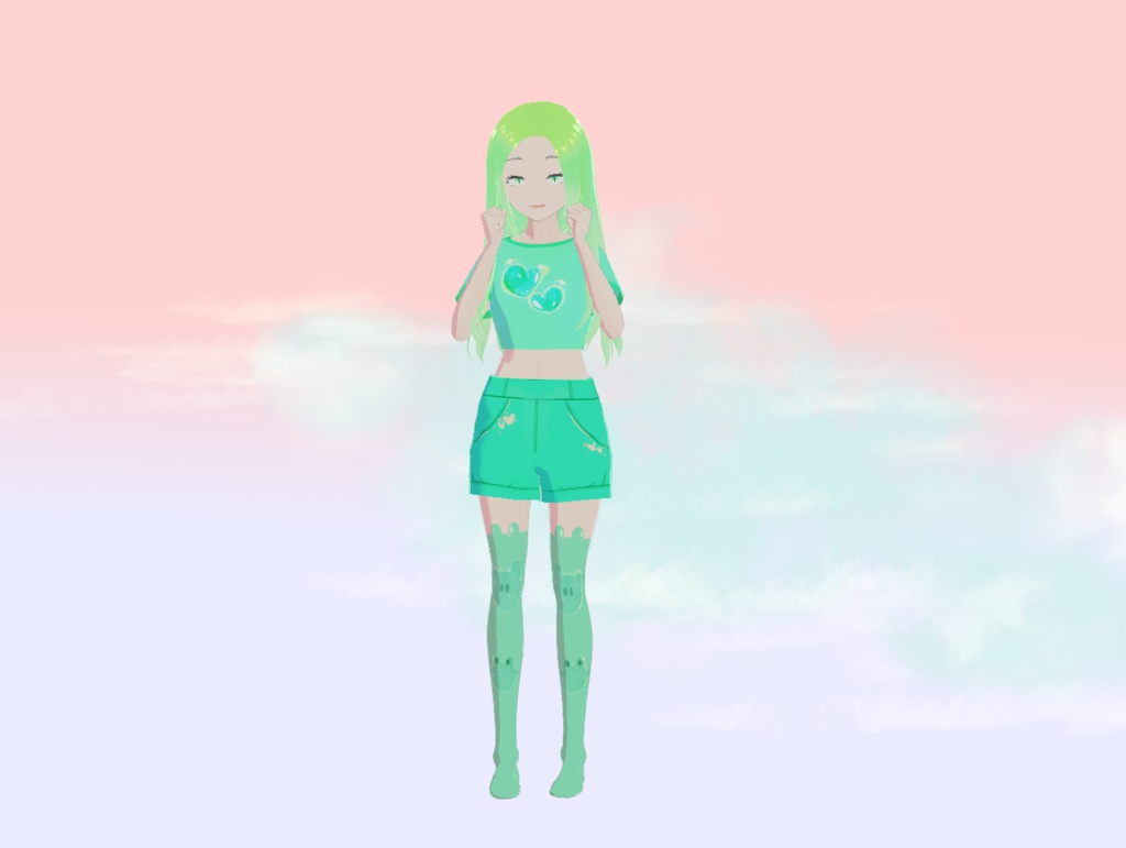 Simple green themed vroid avatar [FREE]