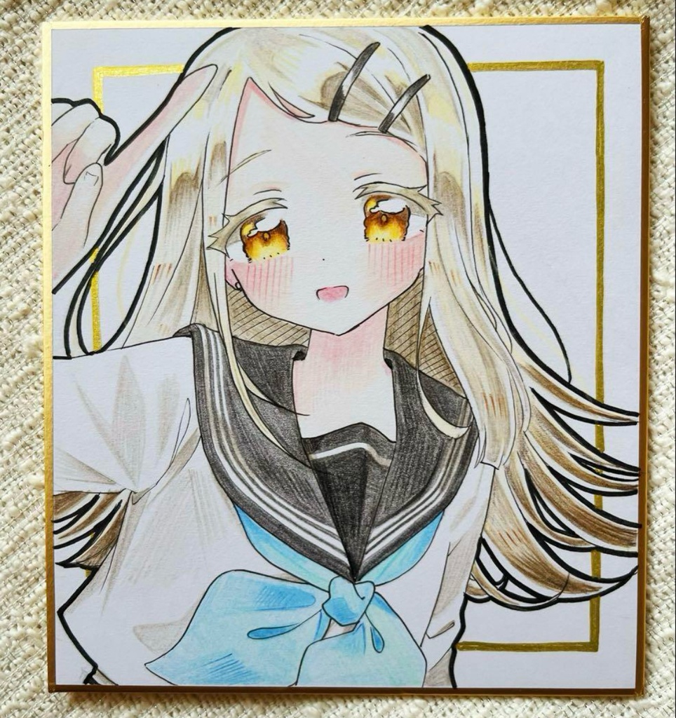 学園アイドルマスター 篠澤広 手描きイラスト色紙