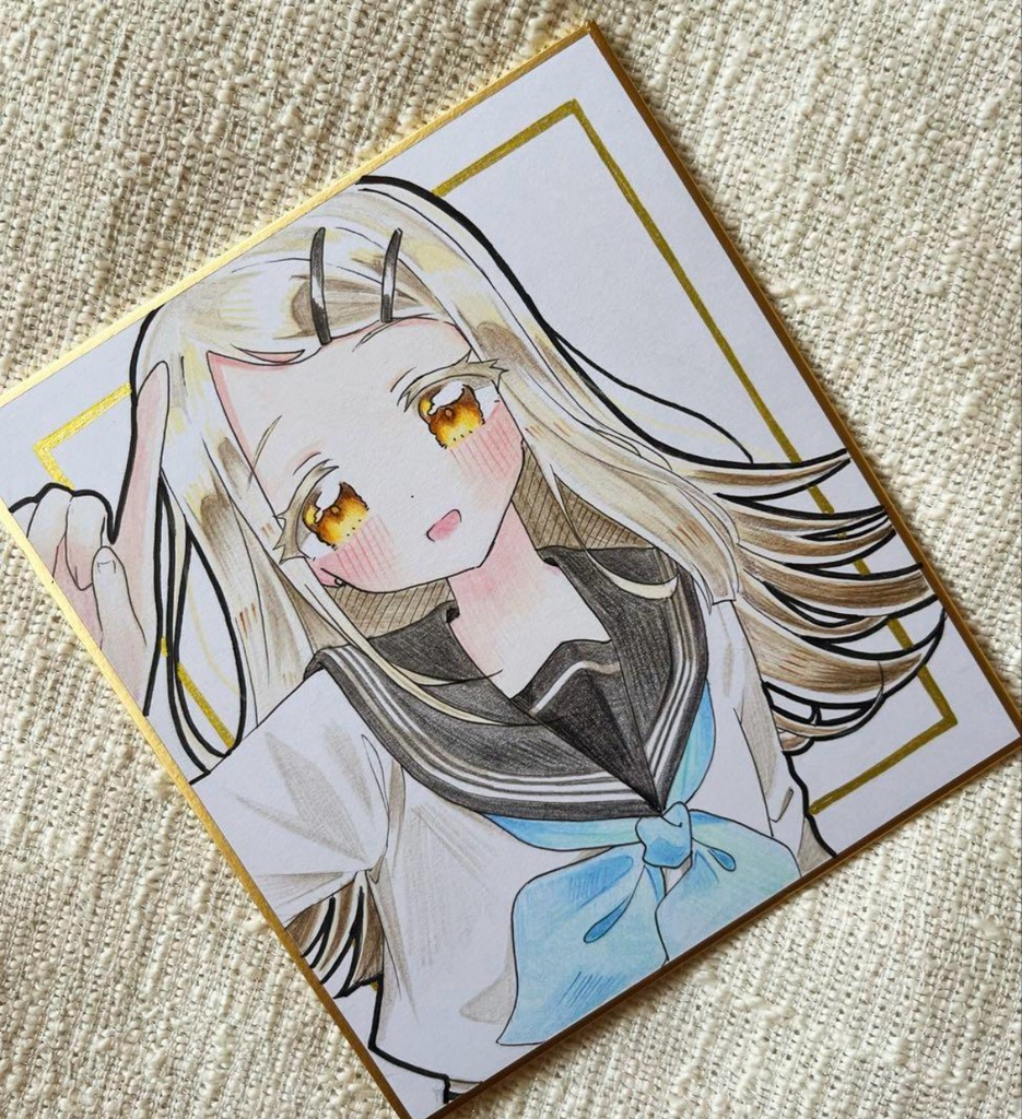 学園アイドルマスター 篠澤広 手描きイラスト色紙