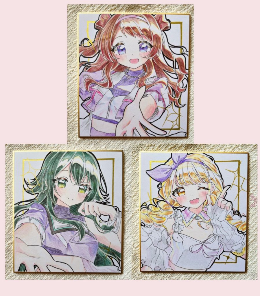 学マス Re;IRIS 花海咲季 月村手毬 藤田ことね 手描きイラスト色紙