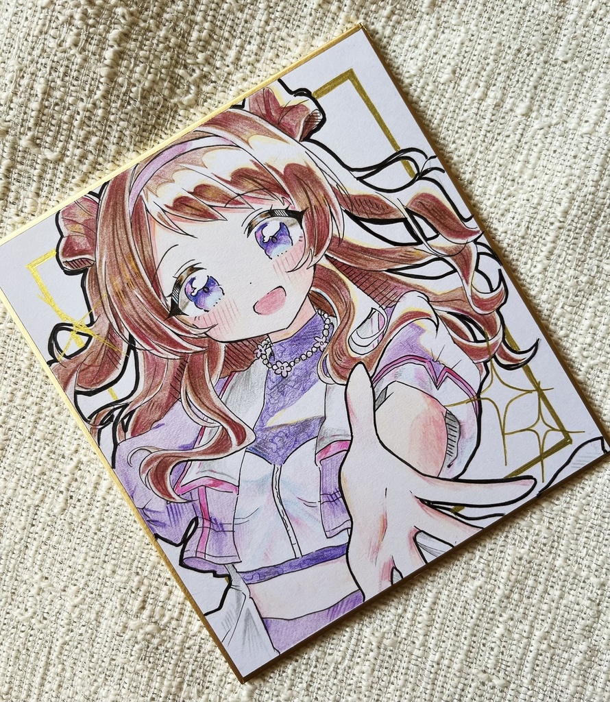 学マス Re;IRIS 花海咲季 月村手毬 藤田ことね 手描きイラスト色紙