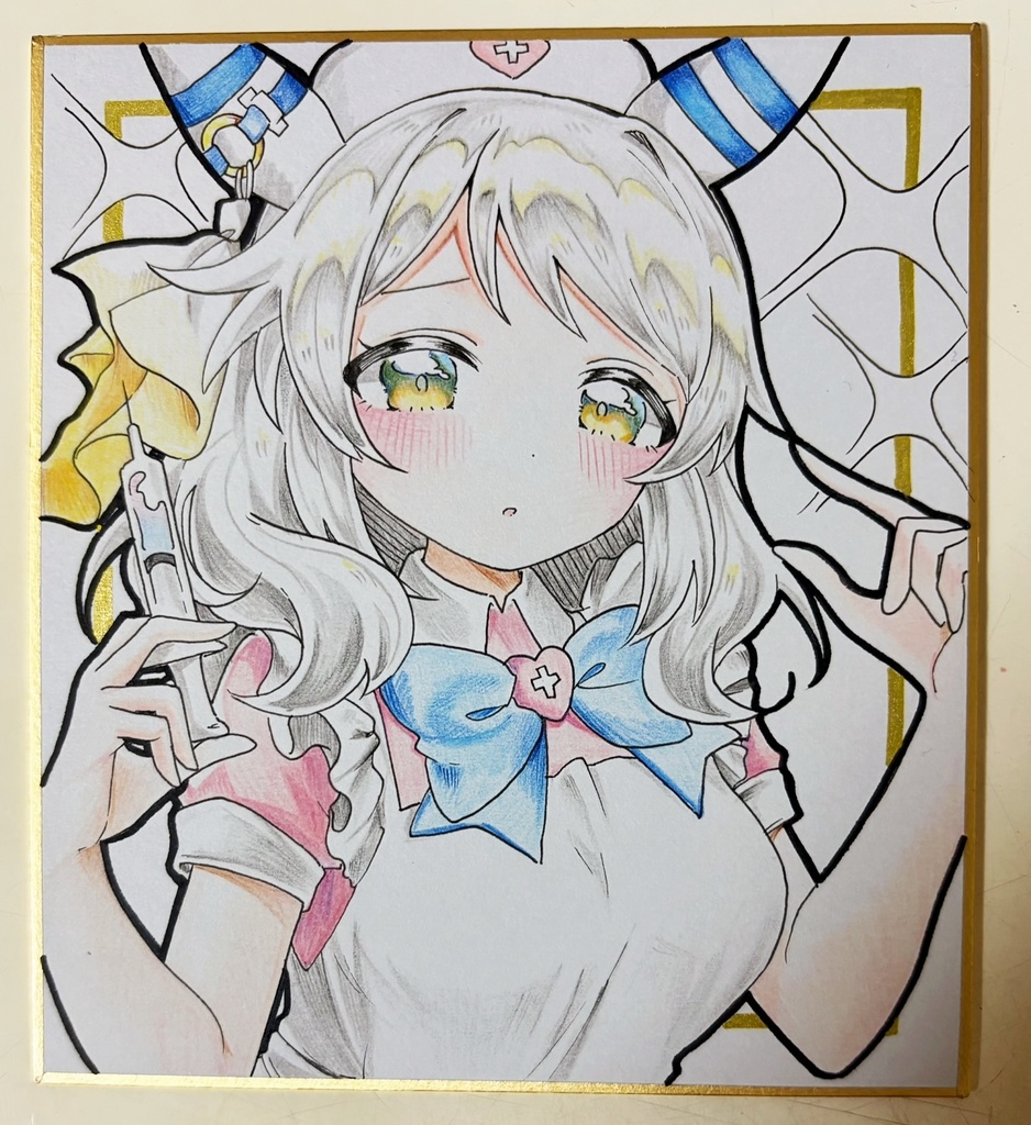 ヒシミラクル 手描きイラスト色紙