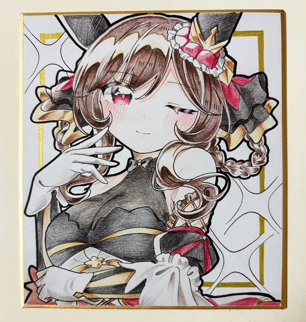 ジェンティルドンナ 手描きイラスト色紙