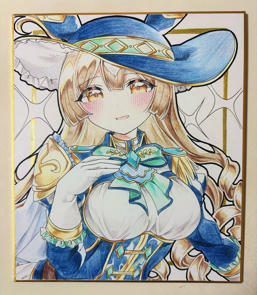 サトノダイヤモンド 手描きイラスト色紙 中色紙