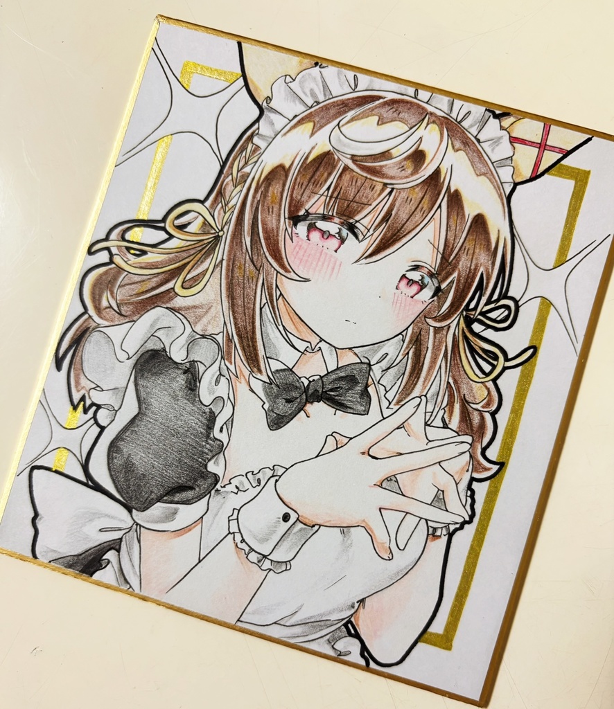 ブエナビスタ 手描きイラスト色紙