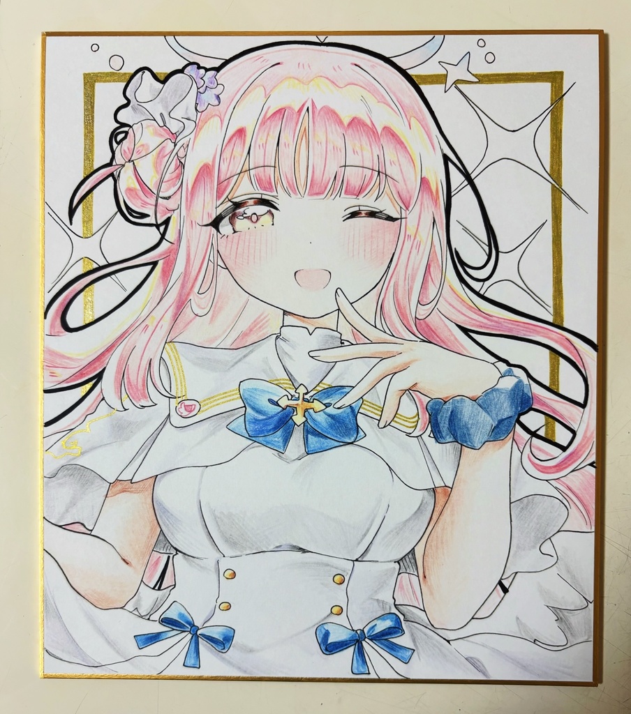 ミカ 手描きイラスト色紙 中色紙