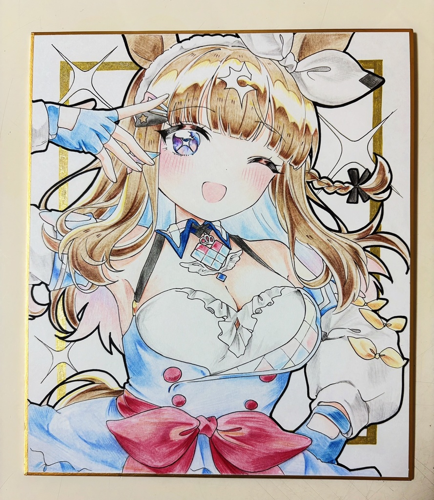 アーモンドアイ 手描きイラスト色紙 中色紙