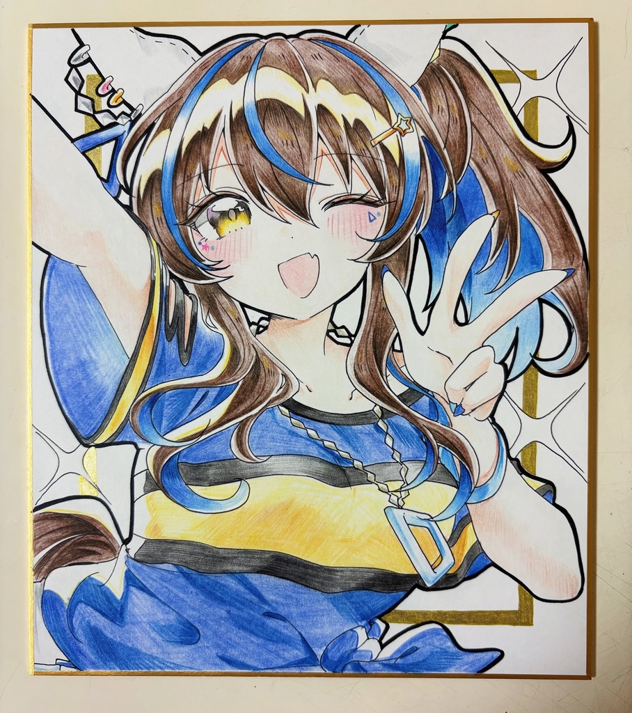 ダイタクヘリオス 手描きイラスト色紙 中色紙