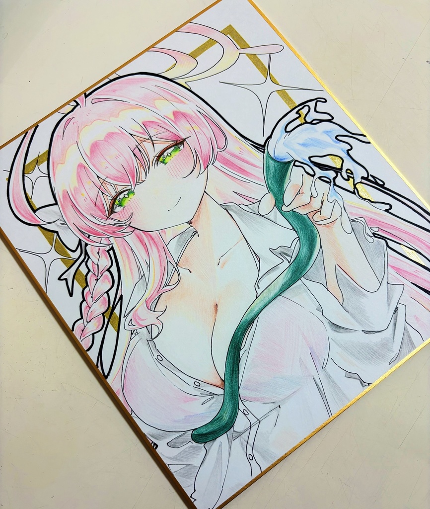 ハナコ 手描きイラスト色紙 中色紙
