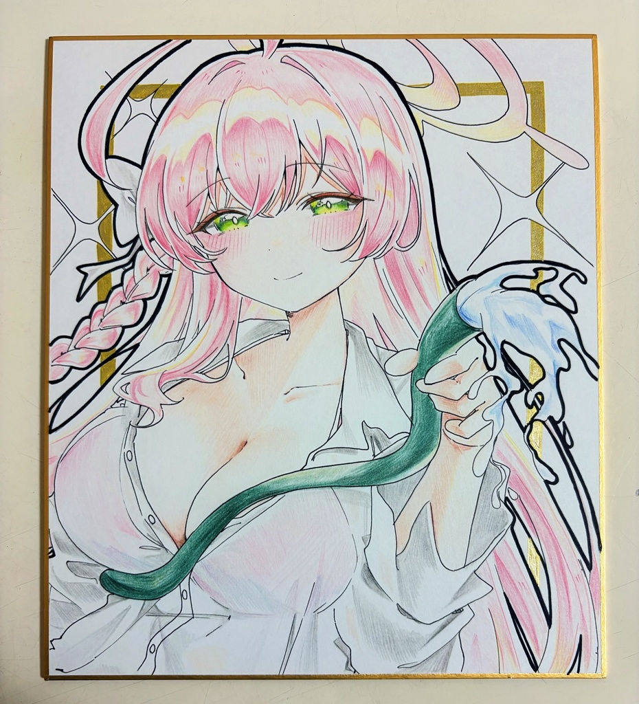 ハナコ 手描きイラスト色紙 中色紙
