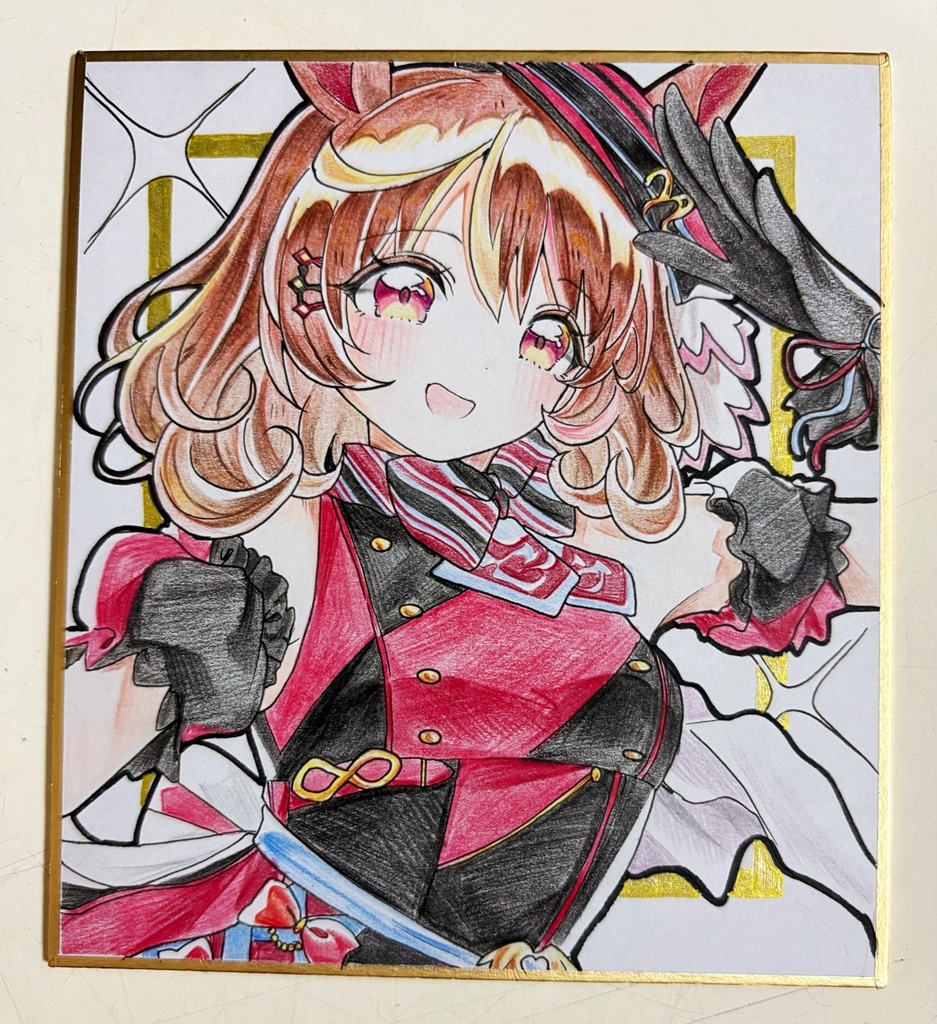 ノースフライト 手描きイラスト色紙
