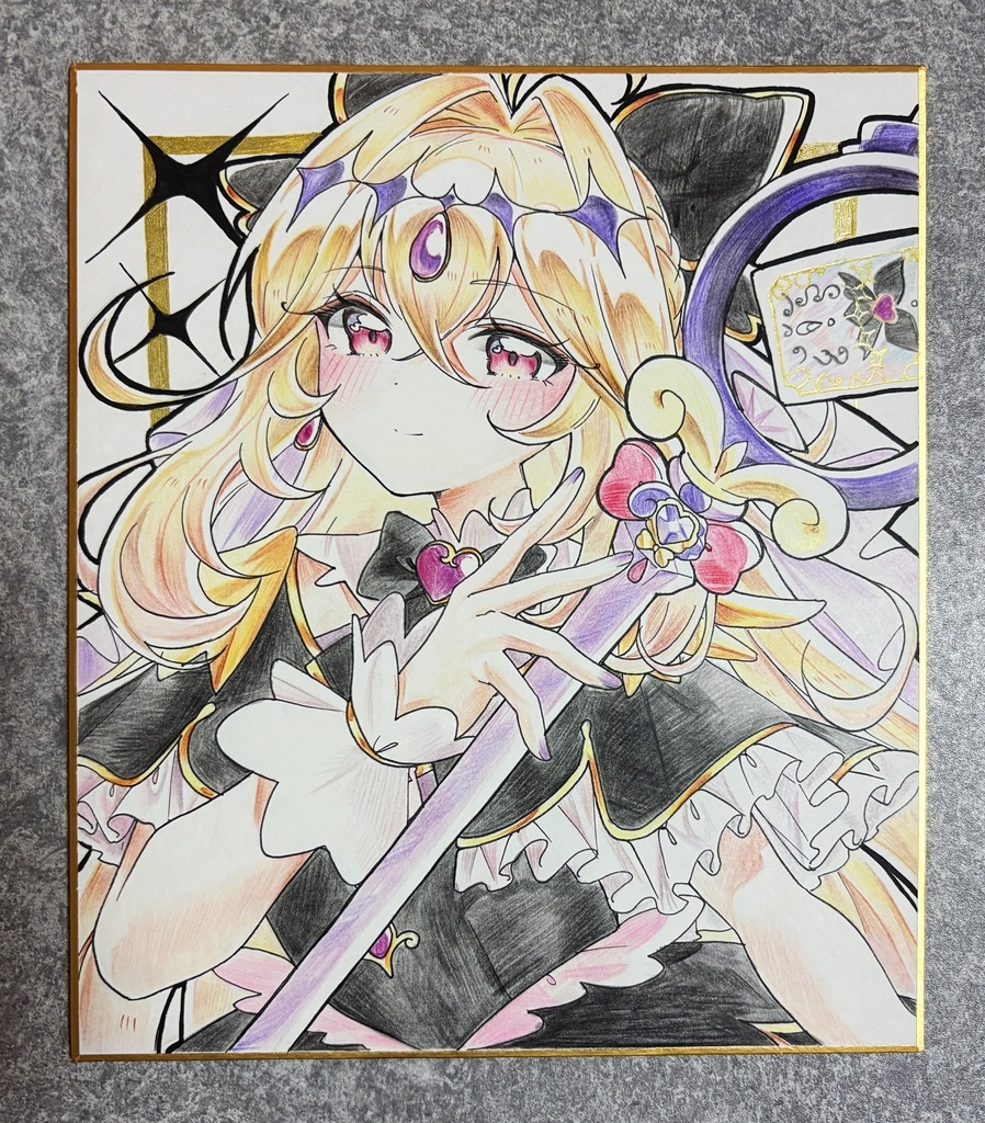 キュアアルカナ・シャドウ 手描きイラスト色紙 中色紙