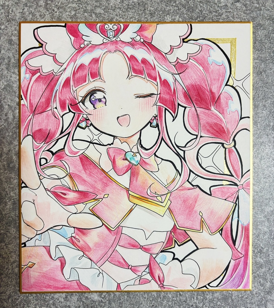 キュアミスティック 手描きイラスト色紙 中色紙