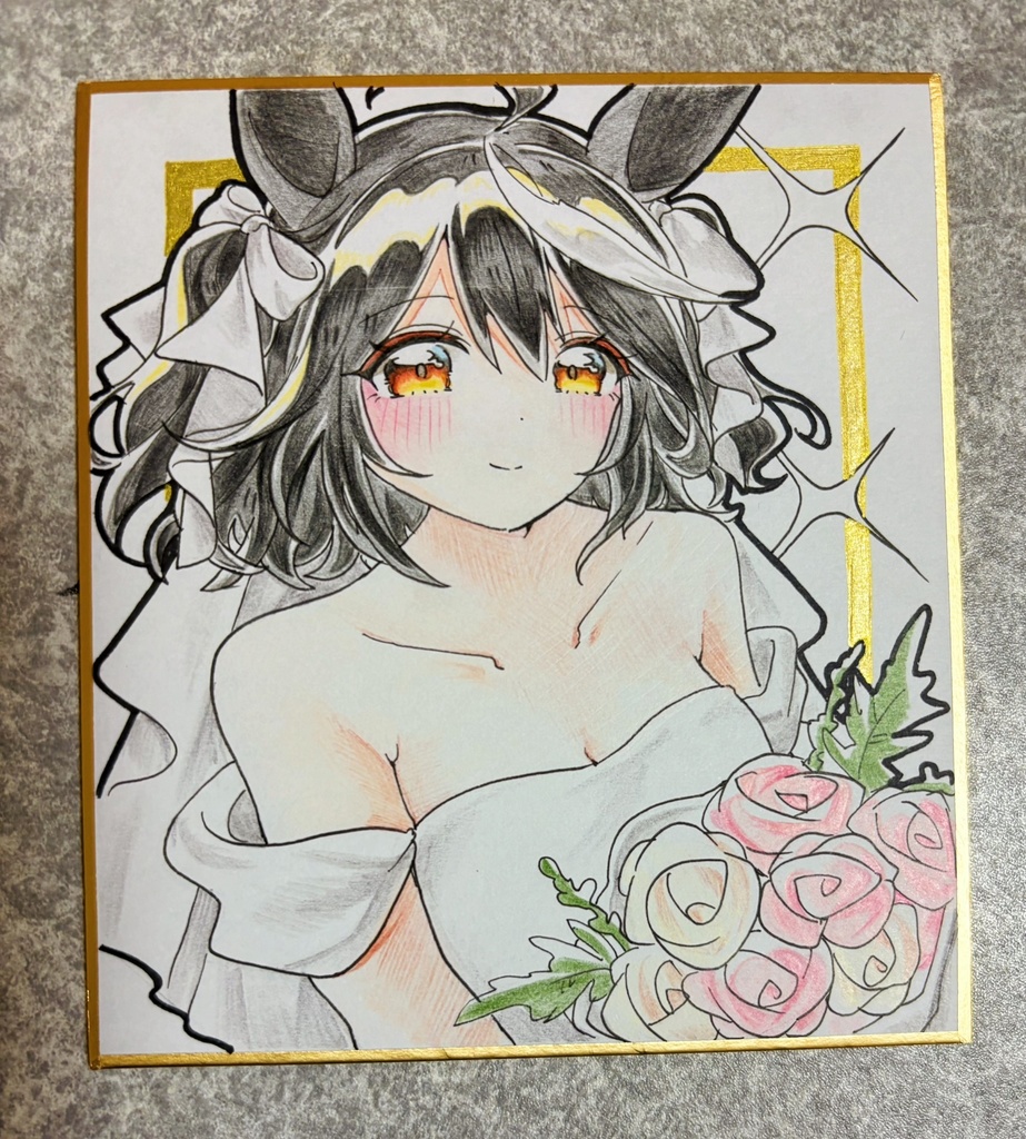 キタサンブラック 手描きイラスト色紙