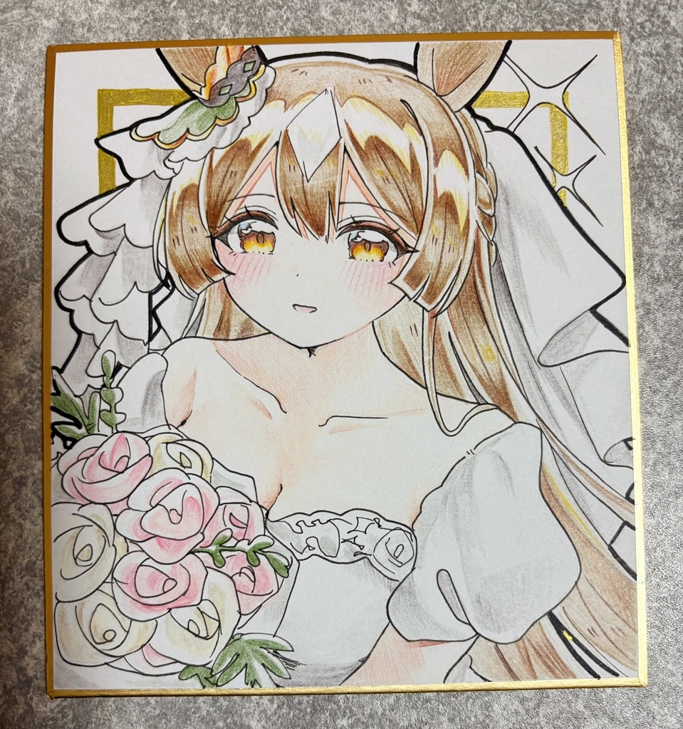 サトノダイヤモンド 手描きイラスト色紙