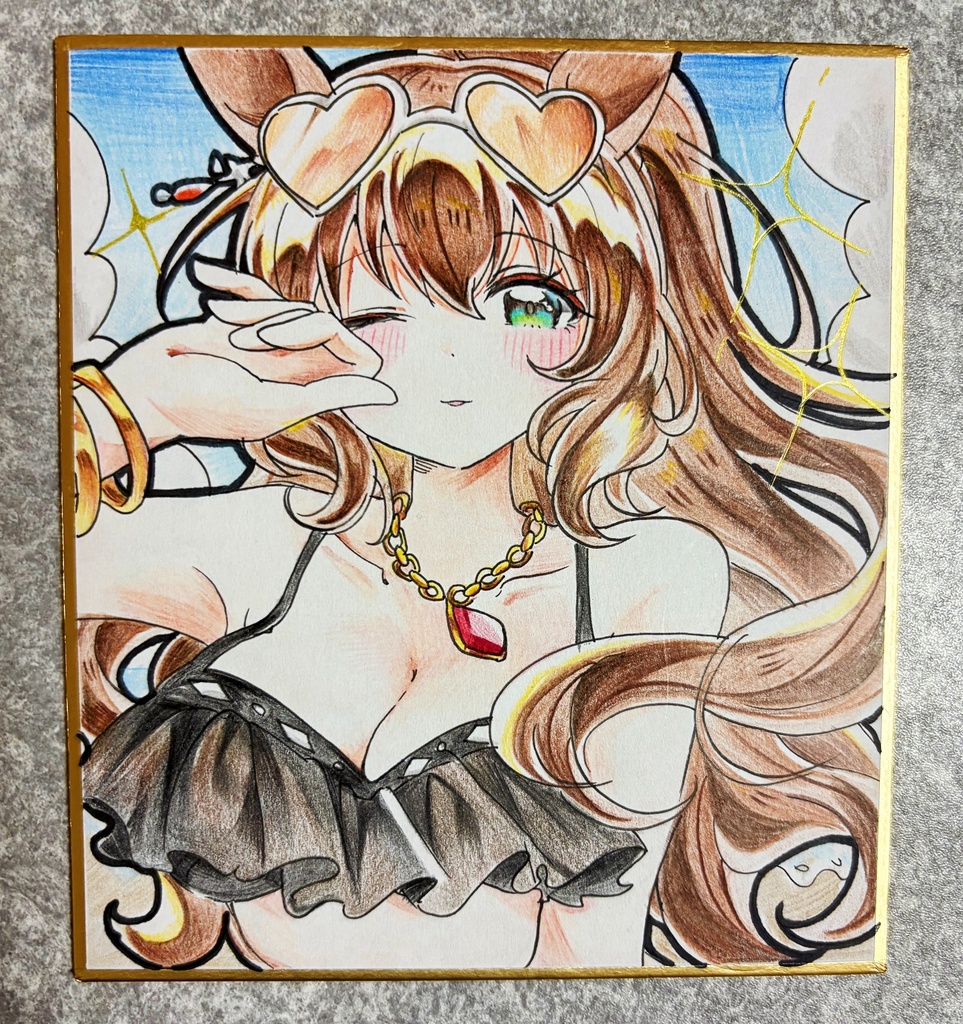 マルゼンスキー 手描きイラスト色紙