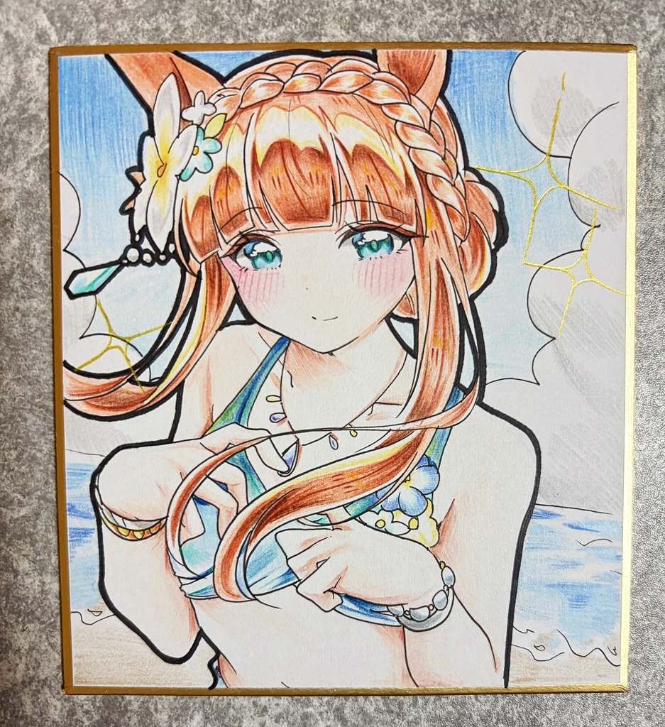 サイレンススズカ 手描きイラスト色紙