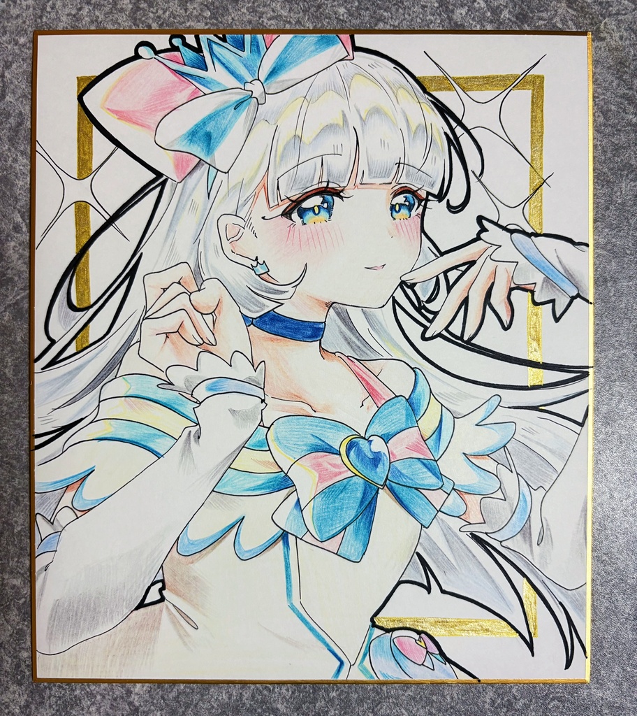 キュアニャミー 手描きイラスト色紙 中色紙