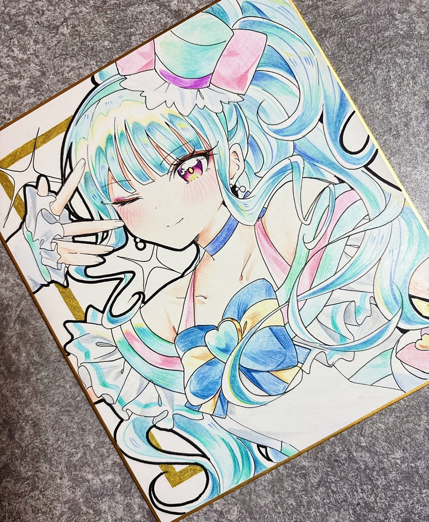 キュアリリアン 手描きイラスト色紙 中色紙