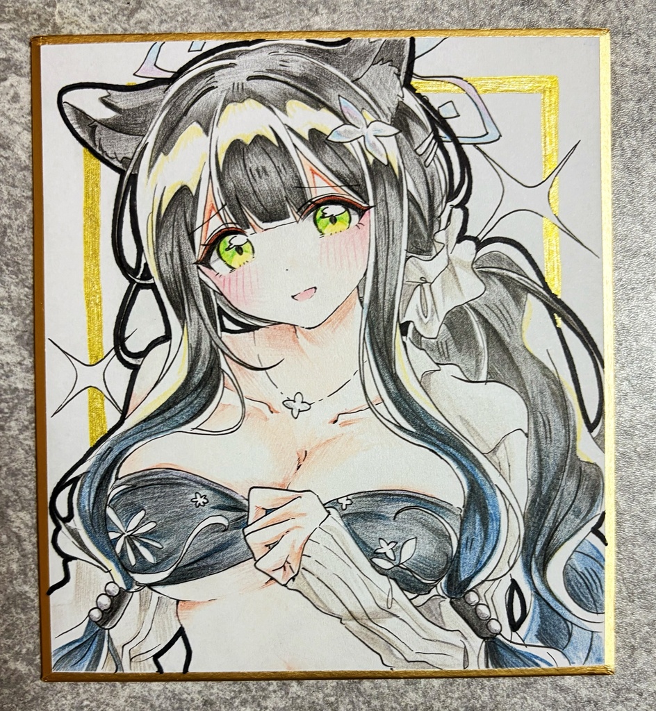 シュン 手描きイラスト色紙