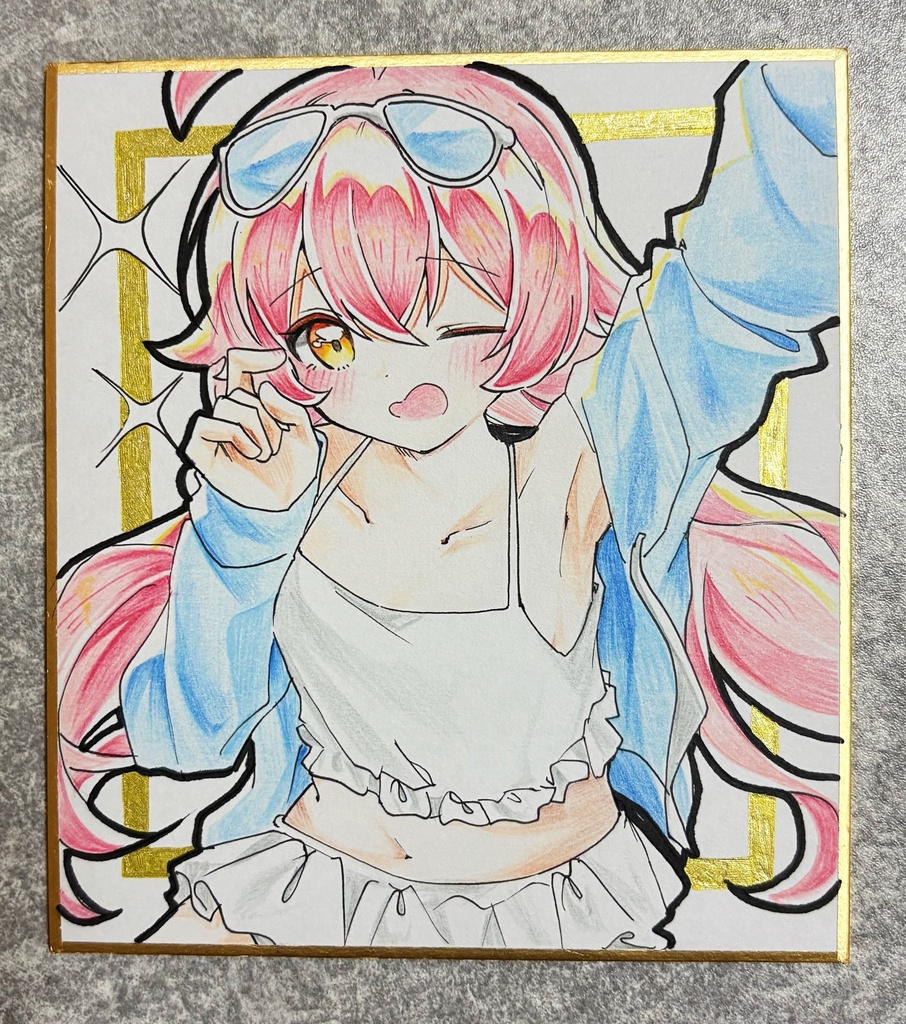 ホシノ 手描きイラスト色紙