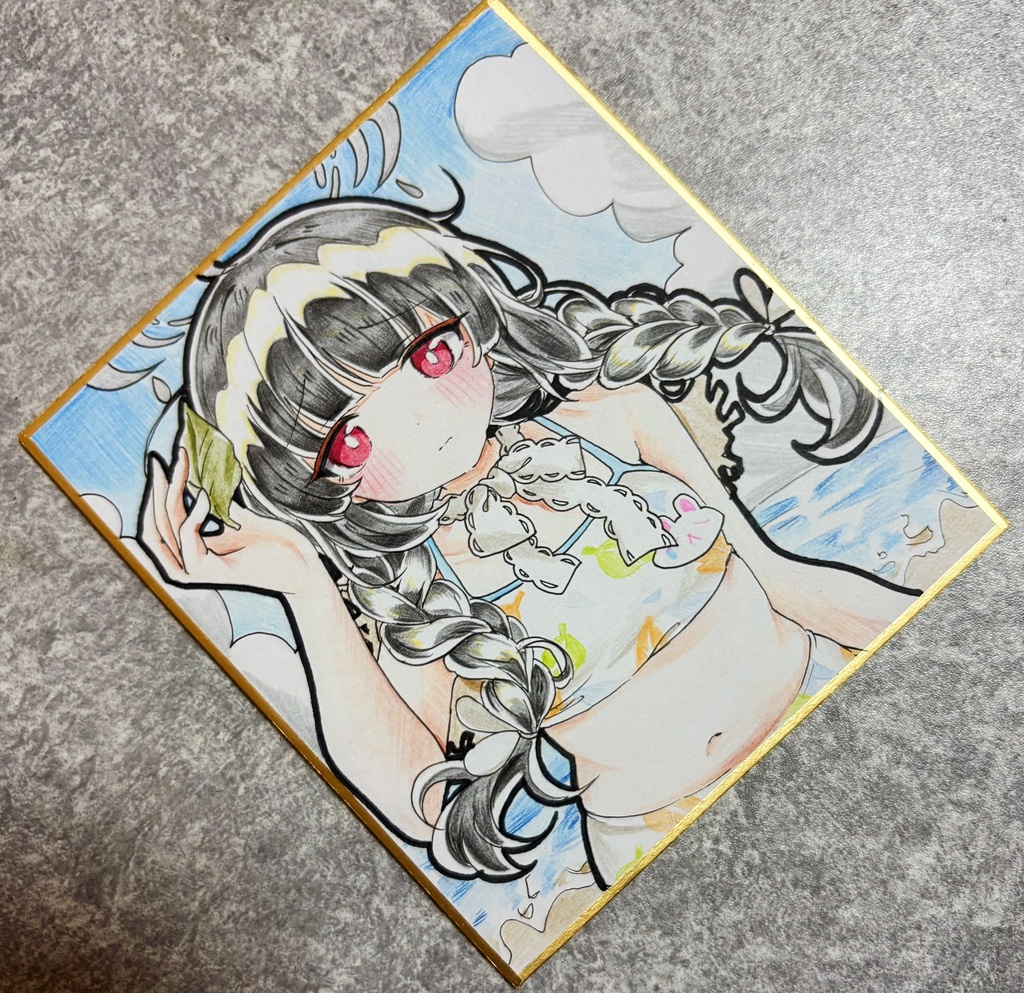 ミユ 手描きイラスト色紙