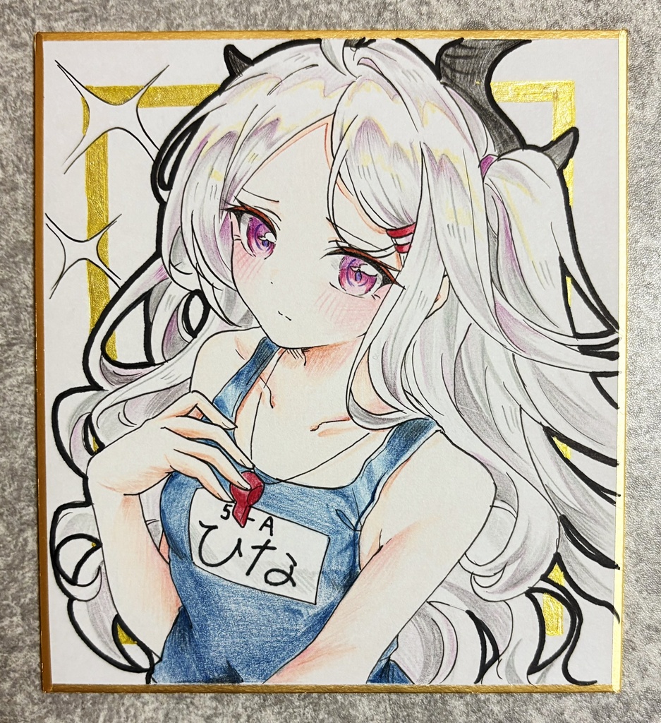 ヒナ 手描きイラスト色紙