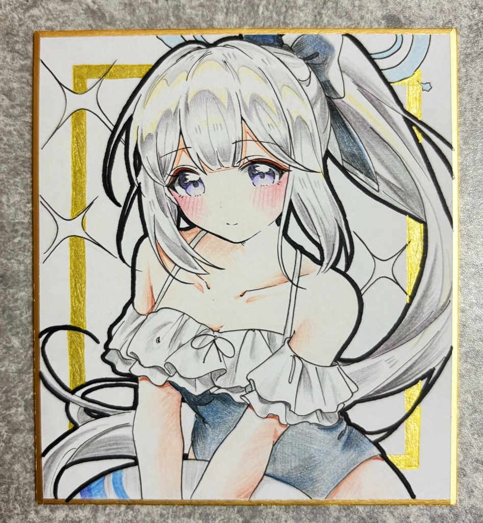 ミヤコ 手描きイラスト色紙
