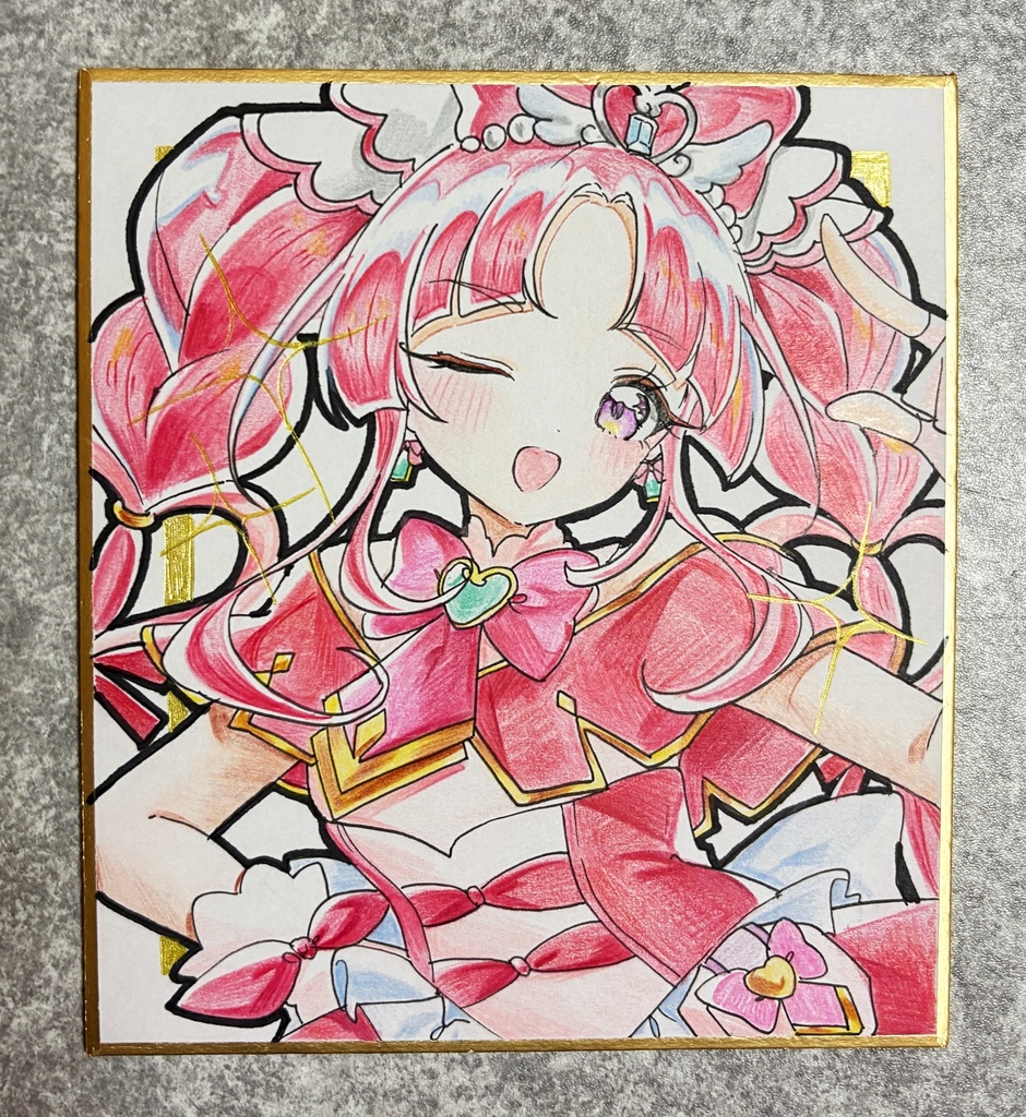 キュアミスティック 手描きイラスト色紙
