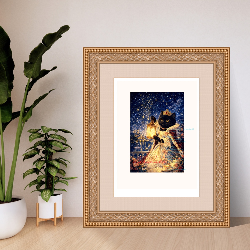 ロココ猫ポスター|デジタルダウンロード|猫アート|壁掛けインテリア|A4/A3/2:3/4:5対応