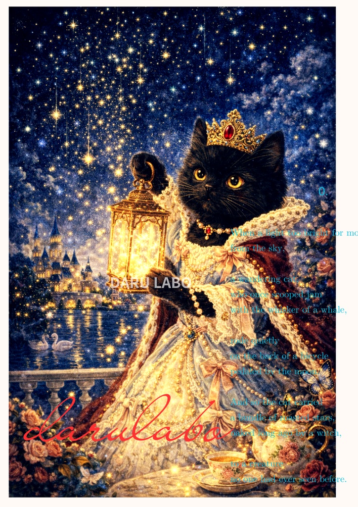 ロココ猫ポスター|デジタルダウンロード|猫アート|壁掛けインテリア|A4/A3/2:3/4:5対応