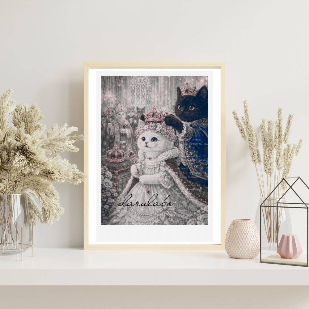 ロココ調 猫ポスター|A3/A4対応 デジタルダウンロード|アンティーク 猫アート インテリア